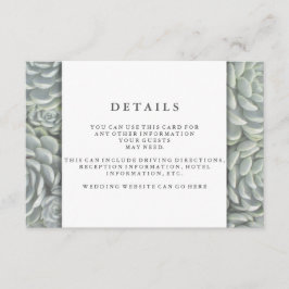 Modern Grönt Succulent | Information om bröllopsmo Tilläggskort
