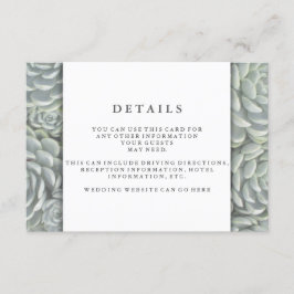 Modern Grönt Succulent | Information om bröllopsmo Tilläggskort