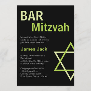 Modern grönt & svart för pubMitzvah Inbjudan