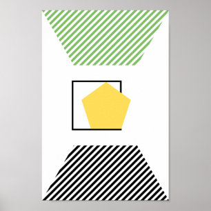 Modern Grönt-, svart- och Gult-Abstrakt Poster