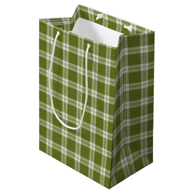 Modern Grönt Tartan Play Gift Bag (Framsidan Vinklad)