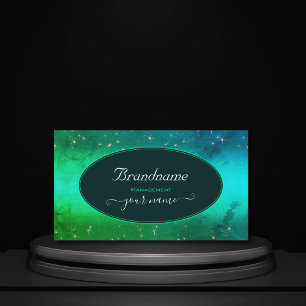 Modern Grönt Teal Sparkling Glitter Stars Snyggt Visitkort