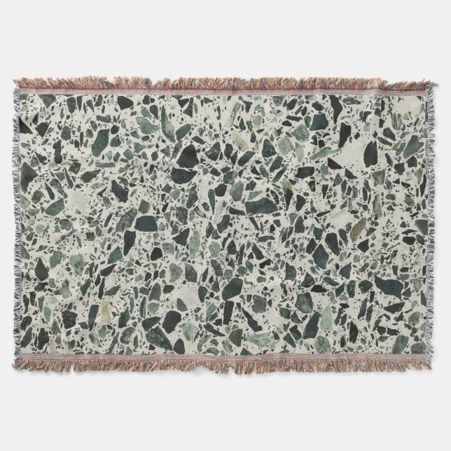Modern Grönt Terrazzo Filt (Framsidan)