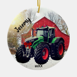  Modern Grönt Tractor "jul 20XX" Julgransprydnad Keramik