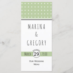 Modern grönt-typografi bröllop-menykort meny