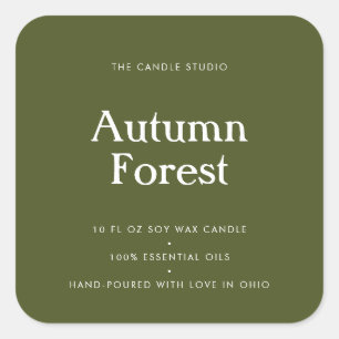 Modern Grönt Typography Packaging Candle Cosmetics Fyrkantigt Klistermärke