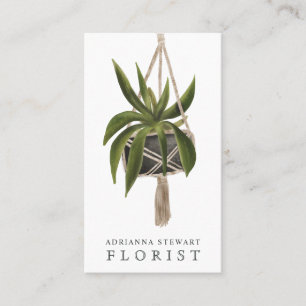 Modern grönt vattenfärgsväxtsflorist visitkort