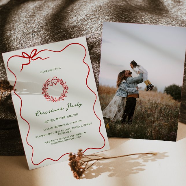 Modern Grönt Viktigt jul Party Inbjudningar (Skapare uppladdad)