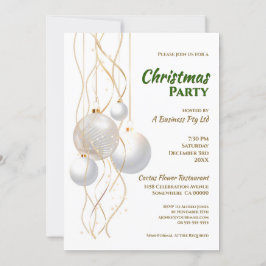 Modern Grönt, Vit och Guld jul Party Inbjudningar