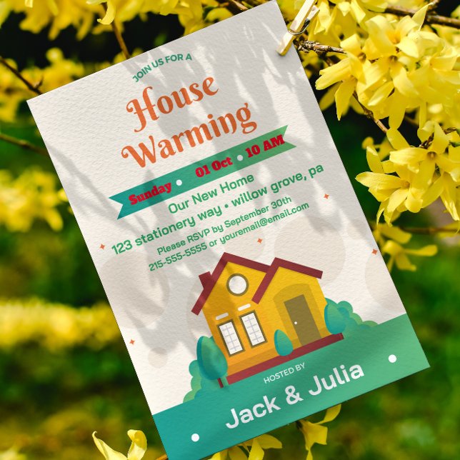 Modern Grönt Vita husuppvärmningspartiets inbjudan (Skapare uppladdad)