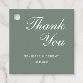 Modern Grönt - vitt skript - minimalistiskt Bröllo Gåvor Etiketter