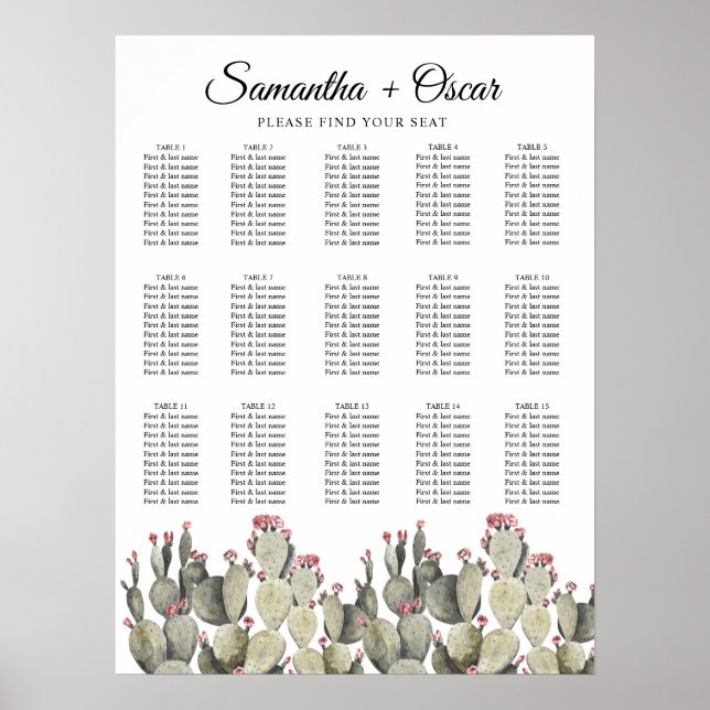 Modern Grönt Watercolor Cactus Poster (Framsidan)