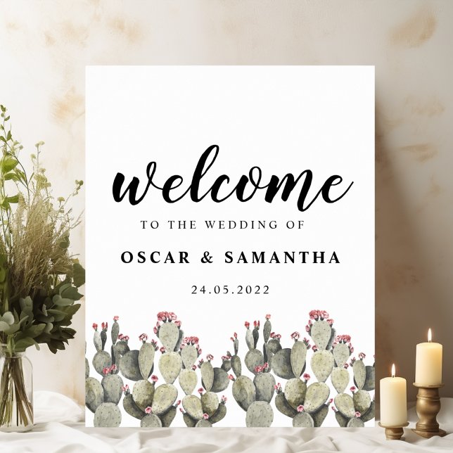 Modern Grönt Watercolor Cactus Poster (Skapare uppladdad)