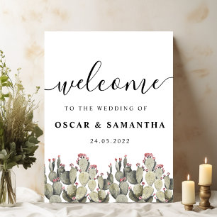 Modern Grönt Watercolor Cactus Poster