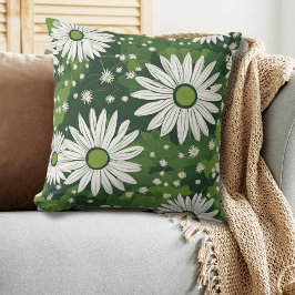 Modern Grönt White Blommigt Kudde
