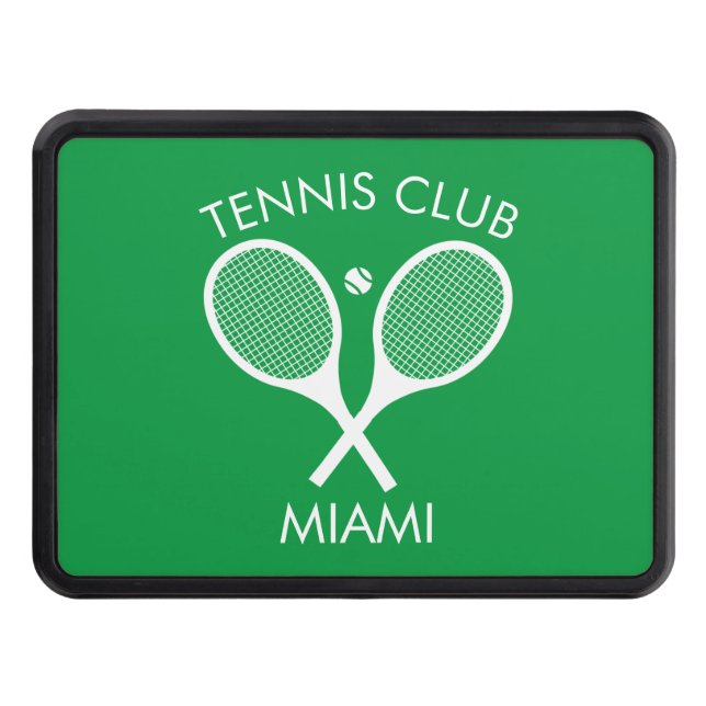 Modern Grönt White Tennis Racket Dragkroksskydd (Framsidan)