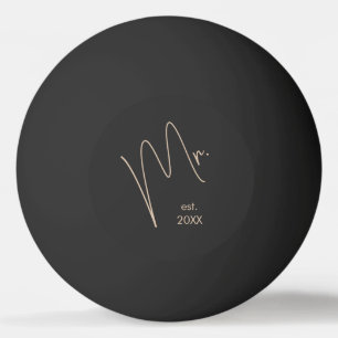 Modern Groom Beige + Black Script Pingisboll