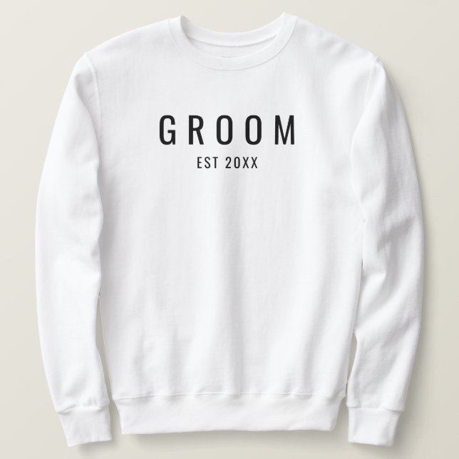 Modern Groom Est Förlovning Fiance Bröllop Gift Lång Ärmad Tröja (Design framsida)