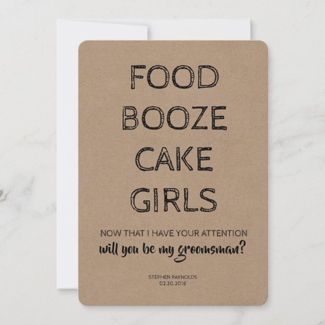 Modern GROOMSMAN/BEST MAN Funny Frieri Inbjudningar (Framsida)