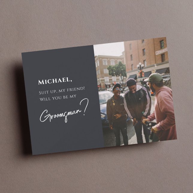 Modern Groomsman Card med foto (Skapare uppladdad)