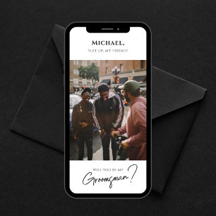Modern Groomsman Card med foto Inbjudningar