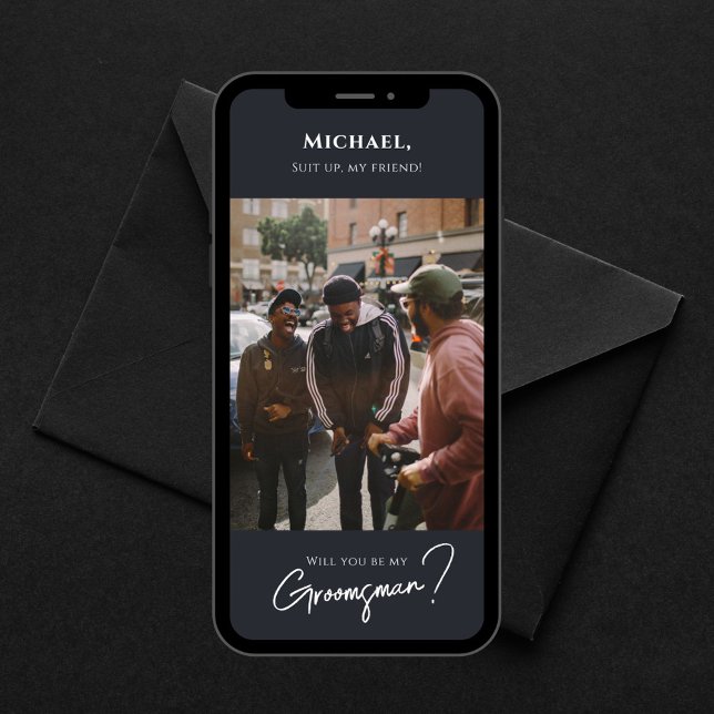 Modern Groomsman Card med foto Inbjudningar (Skapare uppladdad)