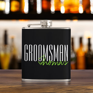 Modern Groomsman Personlig Brudens sida Fickplunta