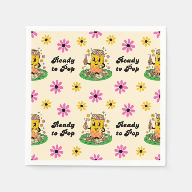 Modern Groovy Daisy Rosa Gul Hon är redo att blomm Pappersservett (Framsidan)
