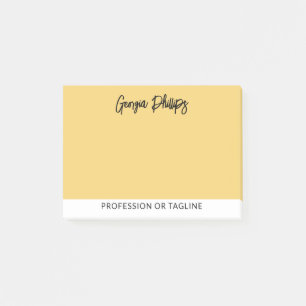 Modern Grundläggande Mjuk Gul Namn & Yrke Post-it Block