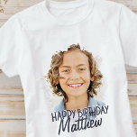 Modern Grunge Coola Anpassningsbar Foto Birthday H T Shirt<br><div class="desc">Utformningen är modern och enkel. Lägg till ett foto av anpassningsbarna på födelsedagstjuvret och lägg till namn,  lägg till ett anpassningsbar-meddelande</div>