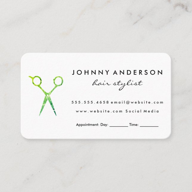 Modern Grunge Grönt Scissor Möte II Tidsbeställning Kort (Framsida)