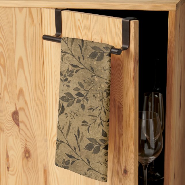 Modern Grunge Löv Mönster - Köksdun Kökshandduk (Thirds Fold)