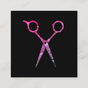 Modern Grunge Magenta Rosa Scissors Fyrkantigt Visitkort