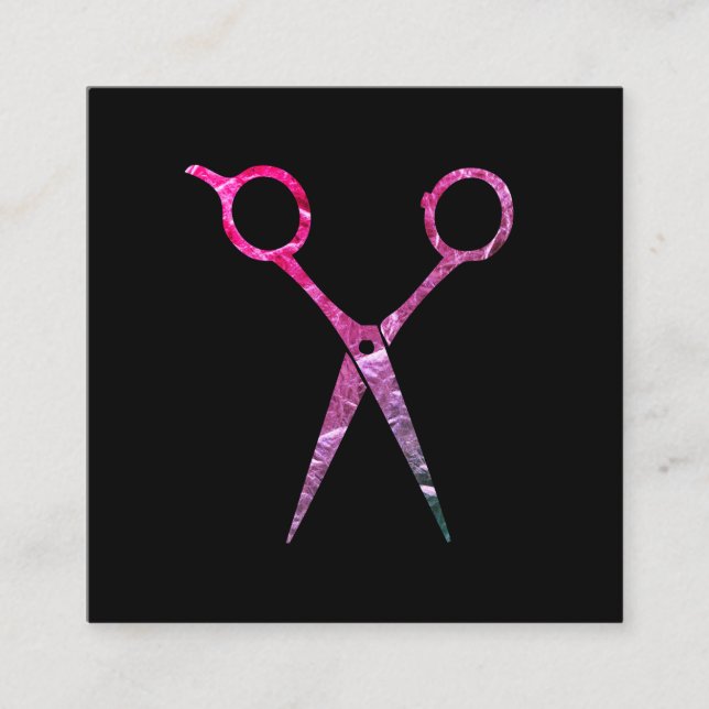 Modern Grunge Magenta Rosa Scissors Fyrkantigt Visitkort (Framsida)