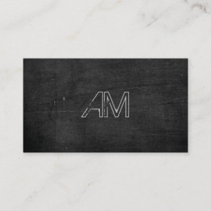Modern Grunge Monogram på svart trä Visitkort