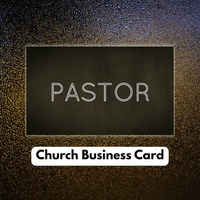 Modern Grunge Svart Läder Kyrka Visitkort (Modern Grunge Black Leather Church Business Card)