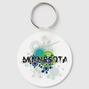 Modern Grungehalvton Minnesota Keychain Nyckelring
