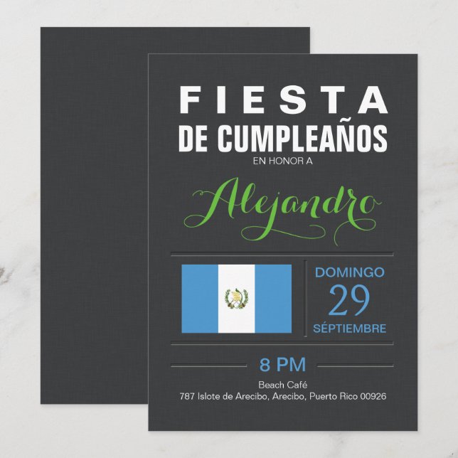 Modern: Guatemala-fest Inbjudningar (Fram/baksida)