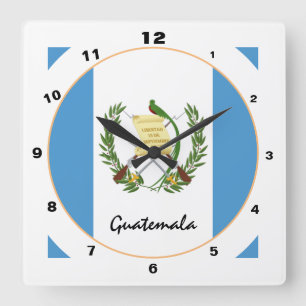 Modern Guatemala-Flagga, Guatemala-hem/design Fyrkantig Klocka
