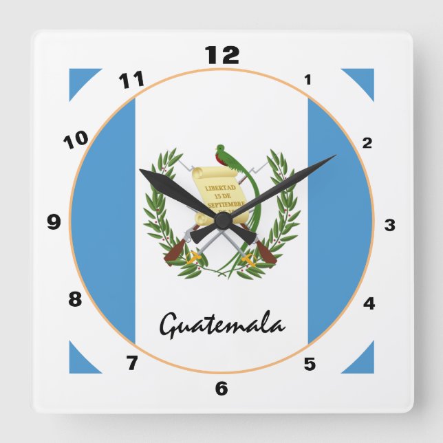 Modern Guatemala-Flagga, Guatemala-hem/design Fyrkantig Klocka (Framsida)