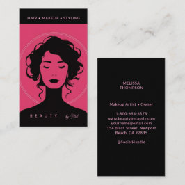 Modern guddess Makeup Hair Nagel Rosa Black Chic Visitkort