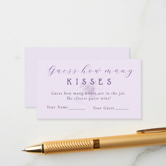 Modern Guess How Many Kisses Bridal Shower Game Tilläggskort (Fram/Back In Situ)