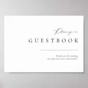 Modern Guestbook-signatur för svart och vitt Bröll Poster