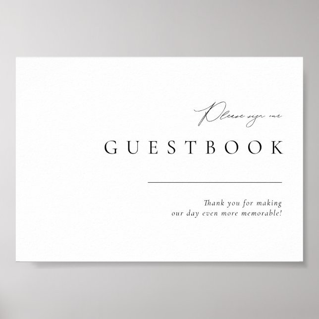 Modern Guestbook-signatur för svart och vitt Bröll Poster (Framsidan)