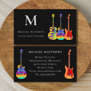 Modern Guitar Music Teacher Anpassningsbar Visitkort