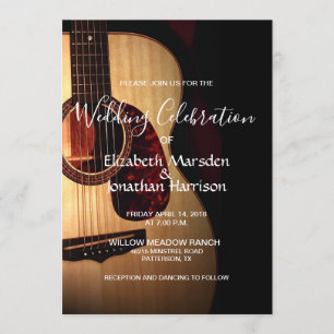 Modern Guitar Musical Bröllop Inbjudningar