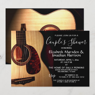 Modern Guitar Musical Handlettered Couppel's Showe Inbjudningar