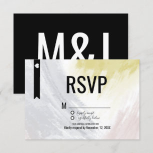 Modern Gul Abstrakt Röda Penseldrag Bröllop RSVP Inbjudningar