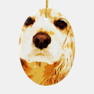 modern gul amerikancockerspanielspaniel julgransprydnad keramik