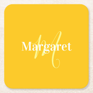 Modern gul anpassad namn underlägg papper kvadrat